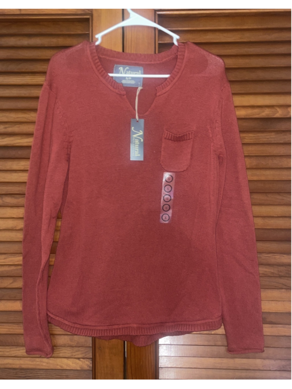 Natural Reflections Women's V-Neck Knit Sweater Orange Size Small NWT